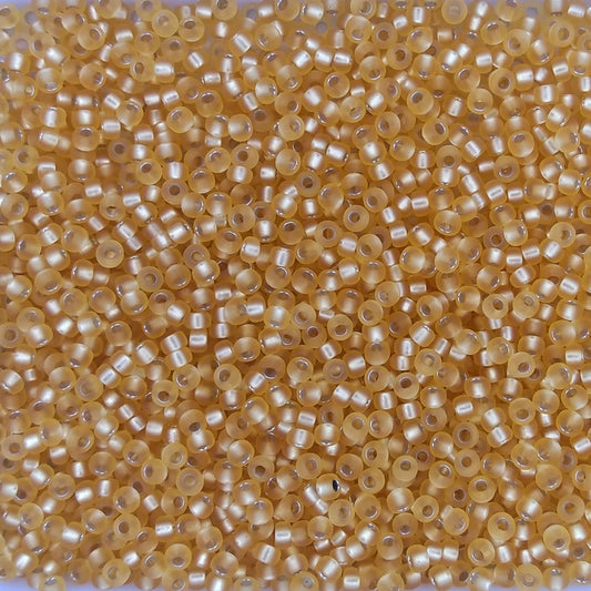 0003F - 10g Size 11/0 Miyuki seed beads in Matt Silver lined Gold