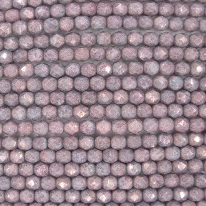 50 x 4mm faceted beads in Opaque Amethyst Lustre