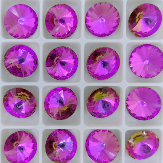 12mm rivoli in Crystal Vitrail Rose (Aurora)