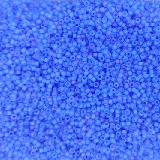 0150FR - 25g Size 15/0 Miyuki seed beads in Matt Transparent Sapphire AB