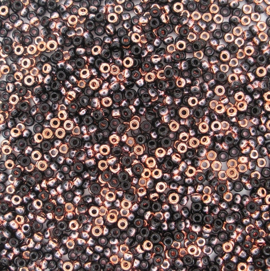 55034 - 10g Size 11/0 Miyuki seed beads in Black/Capri Gold