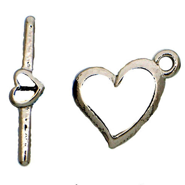 Claspgarten Silver Heart Toggle clasp with 1 row 12864 - 15x13mm