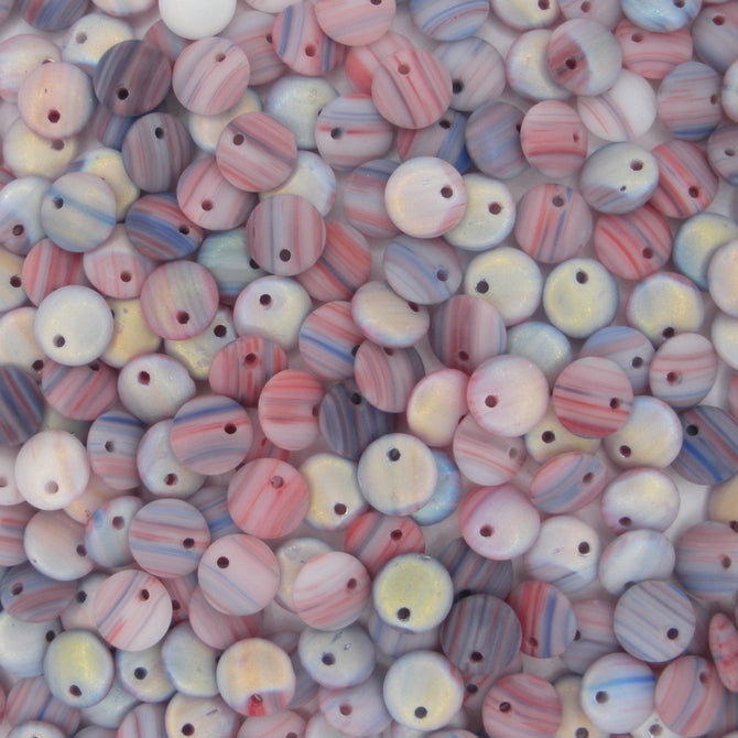 40 x 6mm lentils in Red Marble Lustre