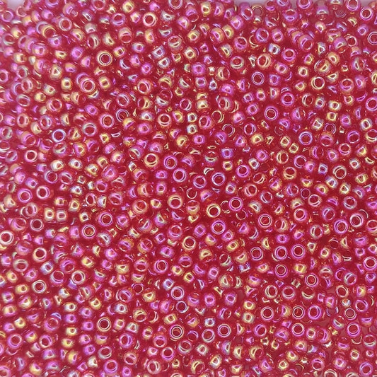0254D - 10g Size 11/0 Miyuki seed beads in Transparent Dark Red AB