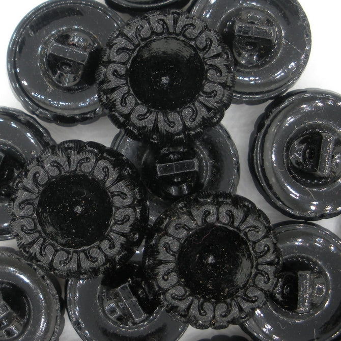 B26 - 18mm Glass button in Black (vintage)