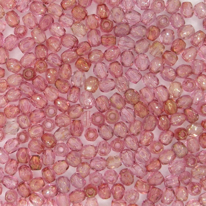 50 x 3mm faceted beads in Dark Rose Lustre