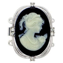 Claspgarten Large Cameo Silver clasp with 3 rows 13848 - 30x23mm