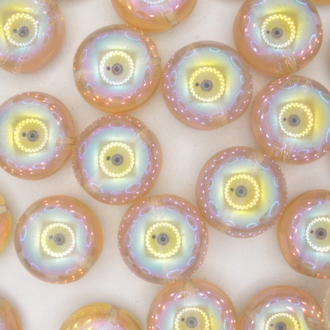 4 x 14mm dome beads in Lemon Rainbow