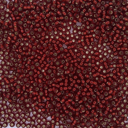 2427 - 10g Size 11/0 Miyuki seed beads in Silver lined Dark Ruby