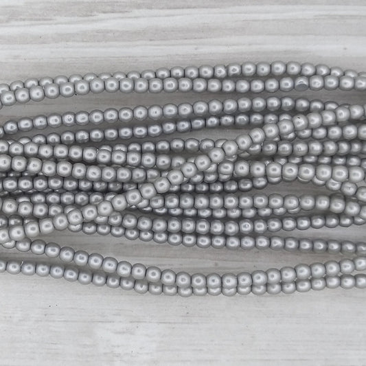 150 x 2mm round pearls in Cool Grey Satin
