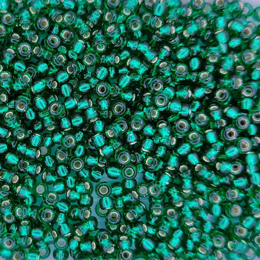 0017 - 10g Size 8/0 Miyuki seed beads in Silver lined Emerald