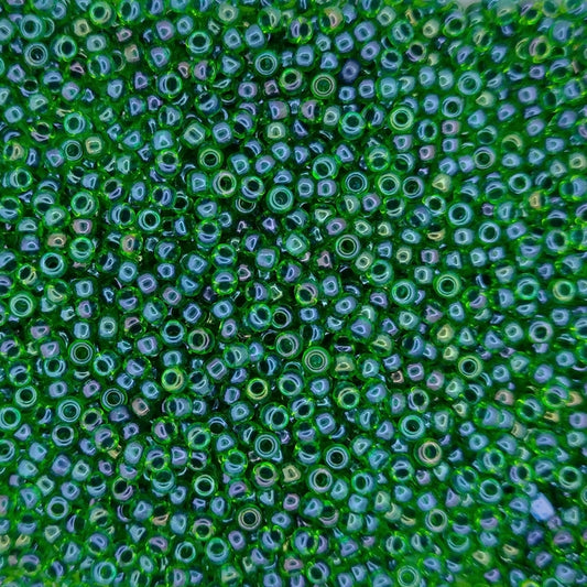 0332 - 10g Size 11/0 Miyuki seed beads in Dark Blue lined Green AB