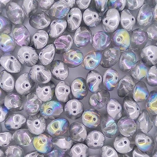 10 x UFO beads in Silver Rainbow