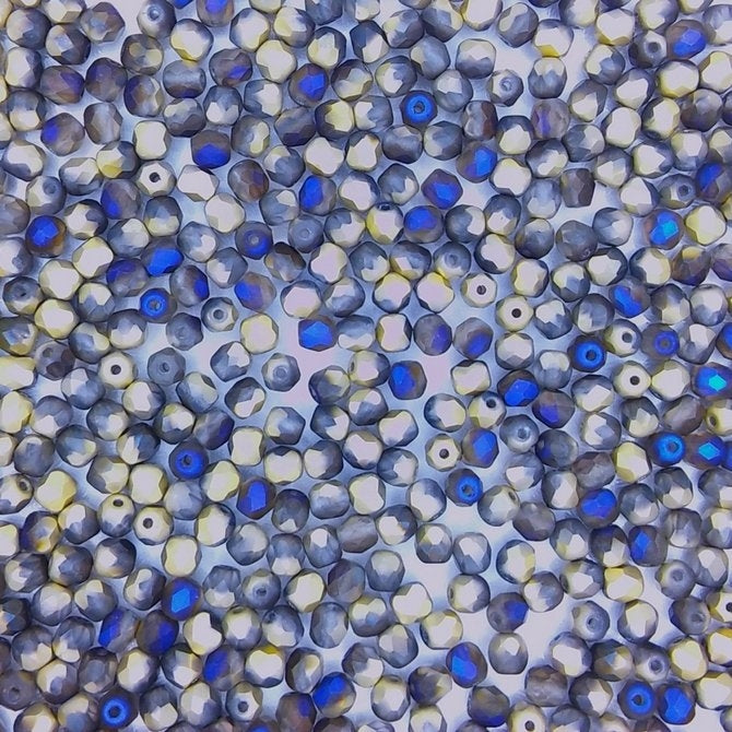 50 x 4mm faceted beads in Matt California Blue