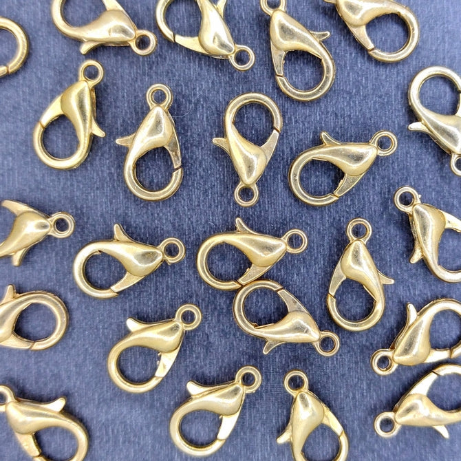 5 x 10mm Lobster Clasps in Gold (UK Production)