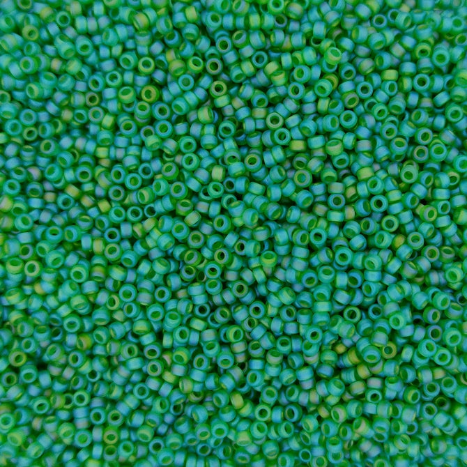 0146FR - 25g Size 15/0 Miyuki seed beads in Matt Transparent Green AB