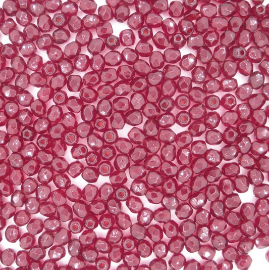 50 x 3mm faceted beads in Ruby Red