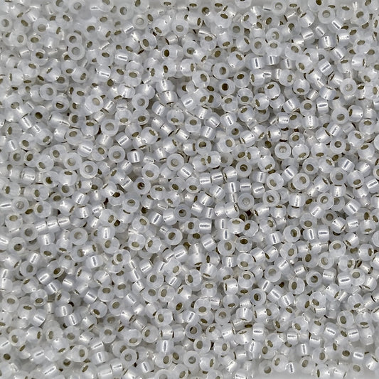 0551 - 25g Size 15/0 Miyuki seed beads in Gilt lined White Opal
