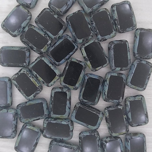 10 x table cut rectangles in Black Picasso (12x8mm)