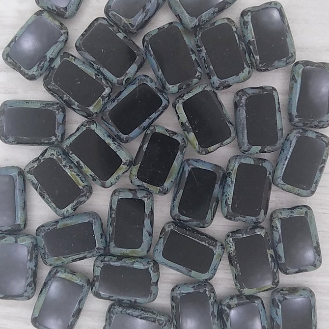 10 x table cut rectangles in Black Picasso (12x8mm)