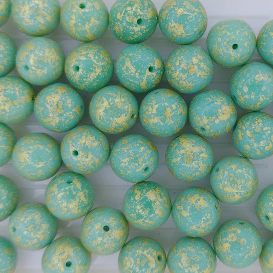 10 x 8mm round pearls in Jade Gold Splash