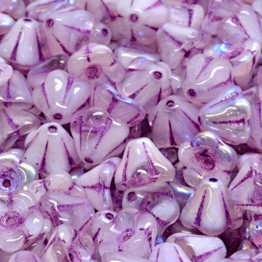 15 x Bell Flower in R0201 AB with Pink Lustre (8x6mm)