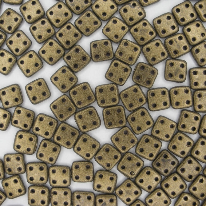 50 x CzechMate QuadraTiles in Metallic Suede Gold