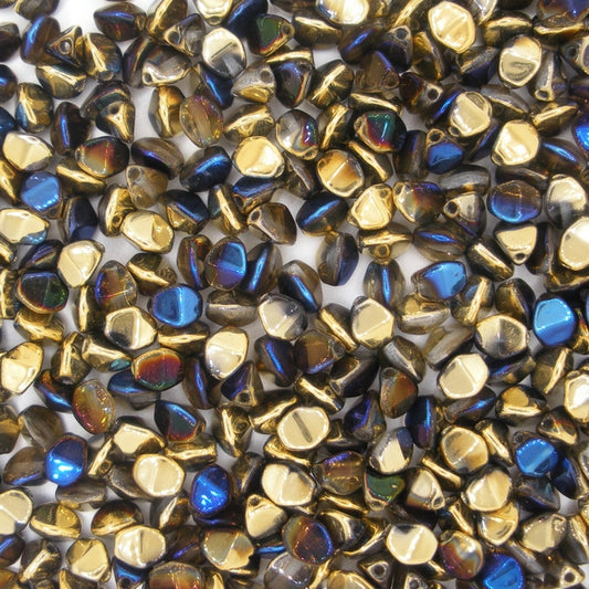 50 x pinch beads in California Blue (3x5mm)