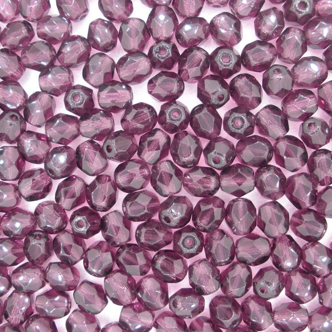 50 x 6mm faceted beads in Dark Amethyst