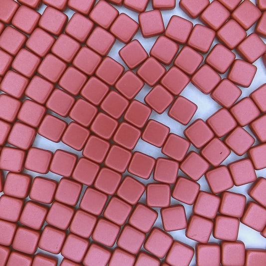 20 x 6mm Czech tiles in Metallic Red