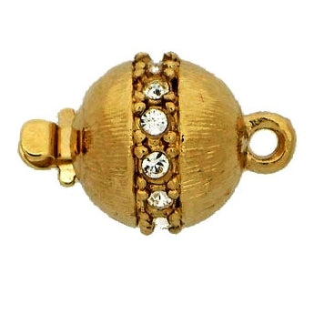 Claspgarten Gold ball clasp with crystals and 1 row 13737 - 10mm