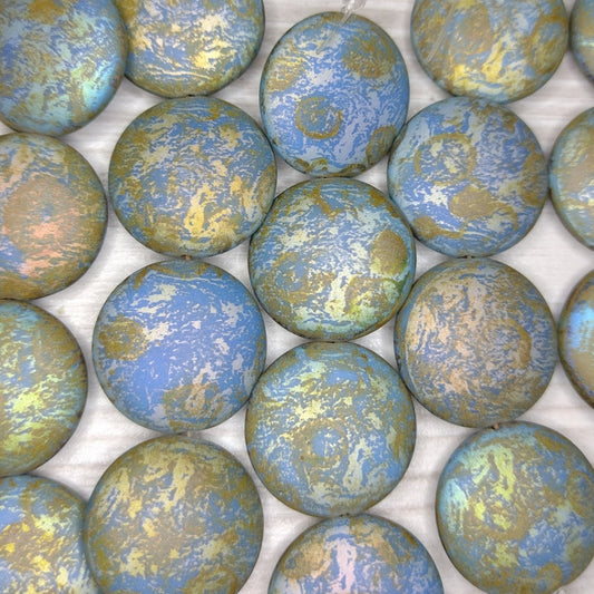 2 x 20mm lentil beads with laser etched Matt Earth design