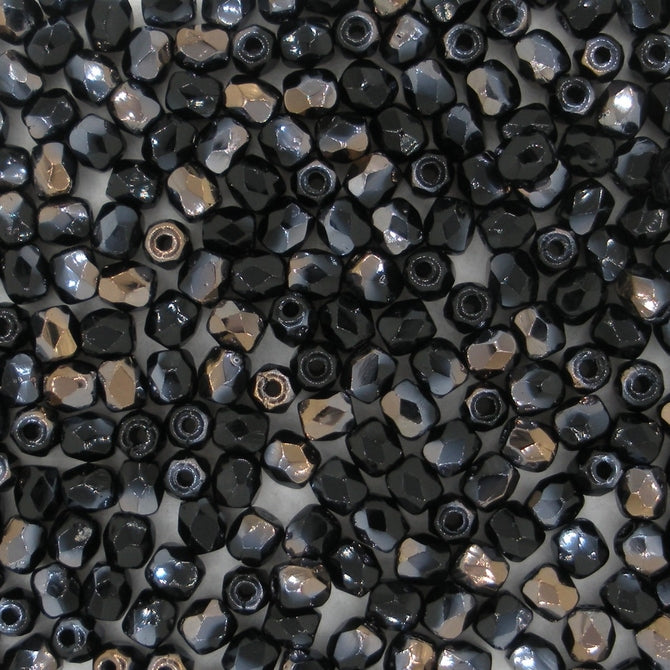 50 x 3mm faceted beads in Black/Bronze