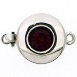 Claspgarten Silver clasp with Ruby crystal and 1 row 14551 - 12mm