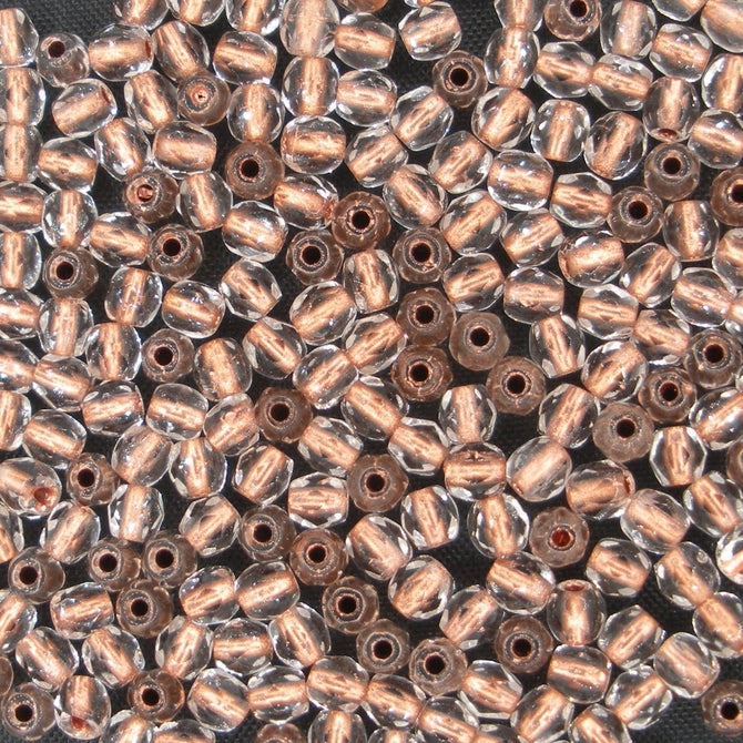 50 x 3mm faceted beads in Copper lined Crystal