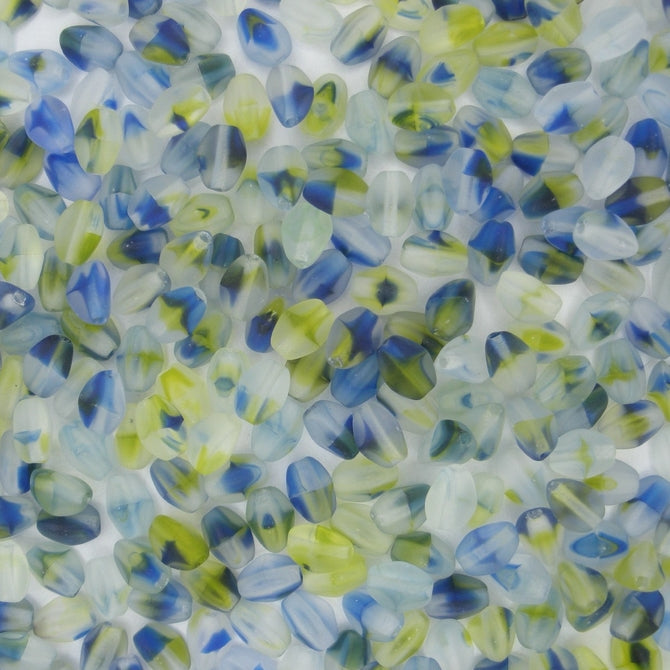 50 x pinch beads in Matt Light Green/Blue (3x5mm)