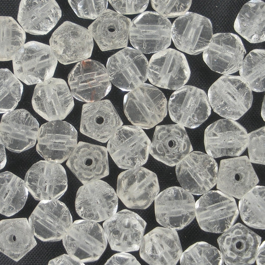 10 x 6mm English cut beads in Crystal (1920s)