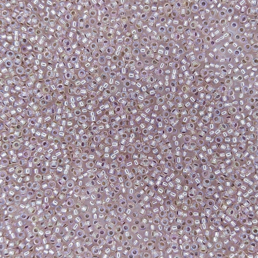 1023 - 10g Size 11/0 Miyuki seed beads in Silver lined Light Blush AB