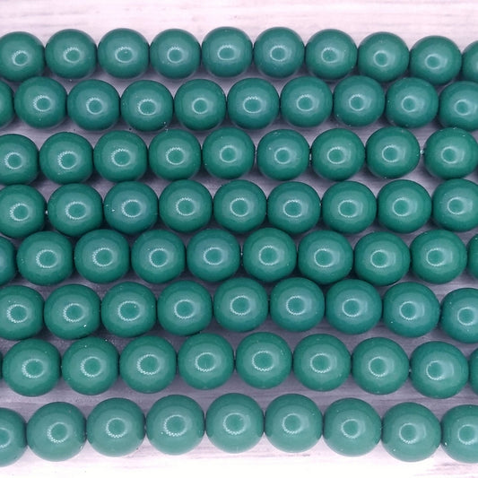 10 x 8mm Fiesta pearls in Green Jade