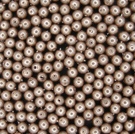 50 x 4mm round pearls in Brown from Preciosa