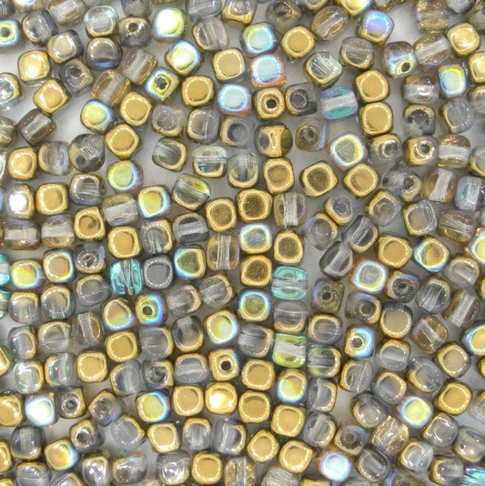 50 x 4mm cubes in Crystal Golden Rainbow