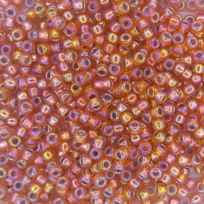 1008 - 10g Size 8/0 Miyuki seed beads in Silver lined Orange AB