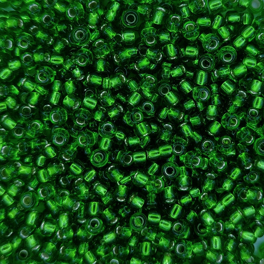 0015 - 50g Size 8/0 Miyuki seed beads in Silver lined Light Green