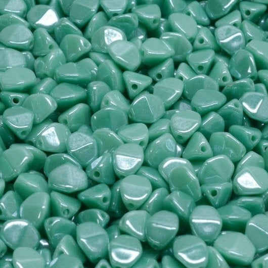 50 x pinch beads in Green Turquoise Lustre (3x5mm)