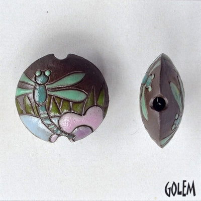 CLB-015-E-M - lentil bead in Dragonflies from Golem Studio