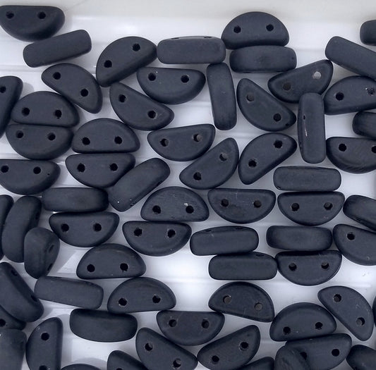 25 x Half Moon beads in Matt Black