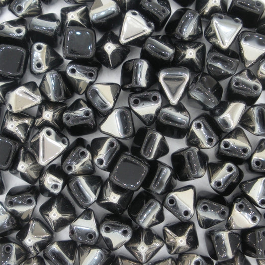 10 x 6mm pyramids in Black/Chrome