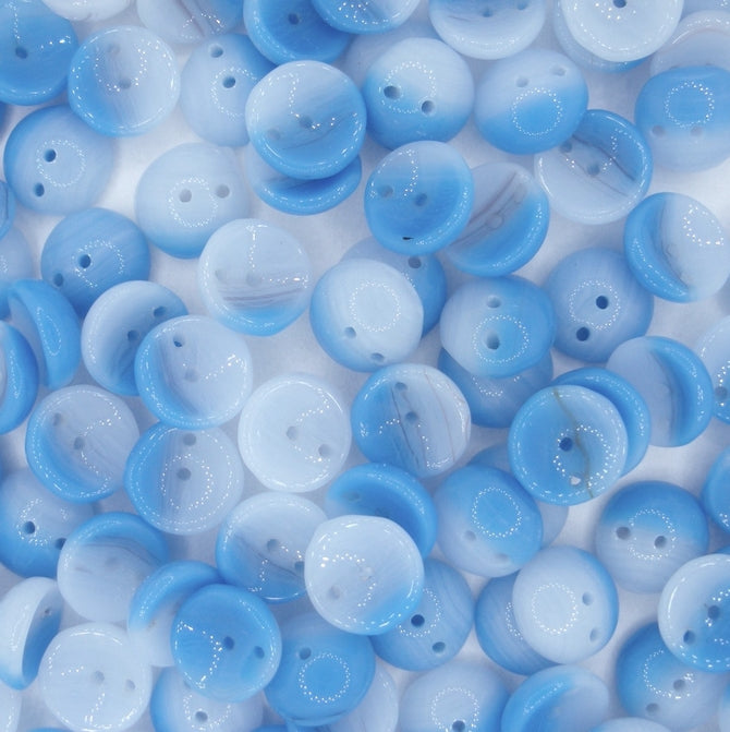 25 x piggy beads in Bright Blue/White