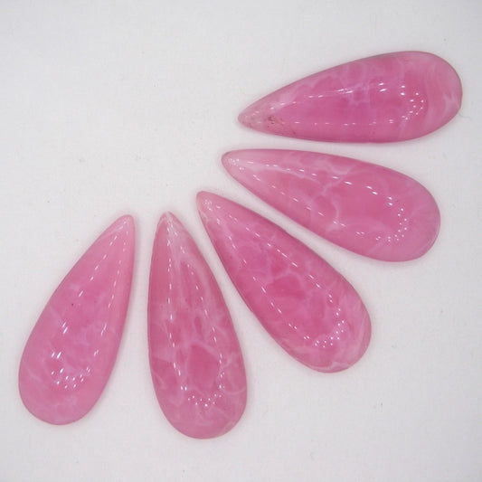 Cab85 - 30x12mm tear drop cabochon in Pink Marble (Vintage)