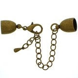 Claspgarten old brass clasp with 1 row- extender chain and 8mm caps - 12868